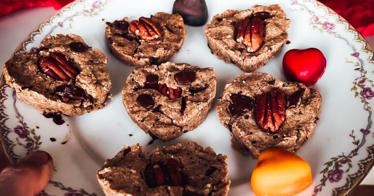 Cookies vegan, à IG bas et sans gluten spécial Saint-Valentin 💝aux noix de Pecan et chocolats